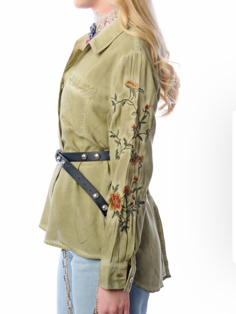 NWT Aratta Silent Journey- Kate Shirt-Olive Green